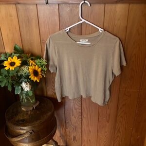 100% cotton tan/Light brown cropped made well t shirt
